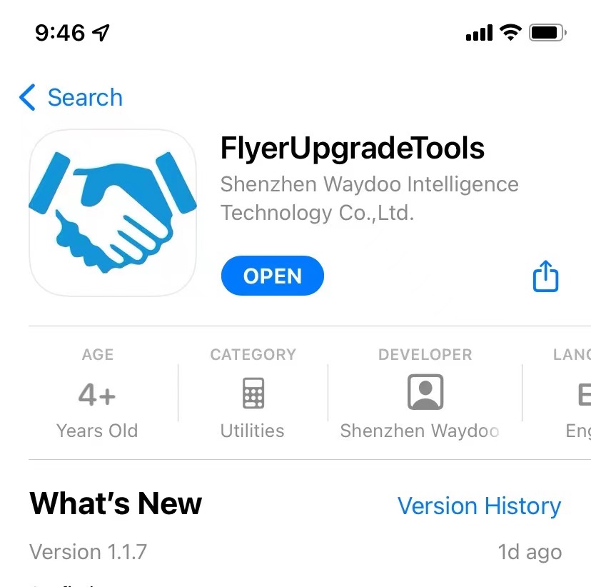 waydootech's tweet photo. New firmware for the Waydoo Flyer ONE is available. Please get the latest FlyerUpgradeTools app (v1.1.7 for iOS and v1.6.1 for Android) from App Store and Google Play. Please follow the instructions linked below to upgrade the firmware in your WFO as soon as possible. https://t.co/EHbdgwTtE4