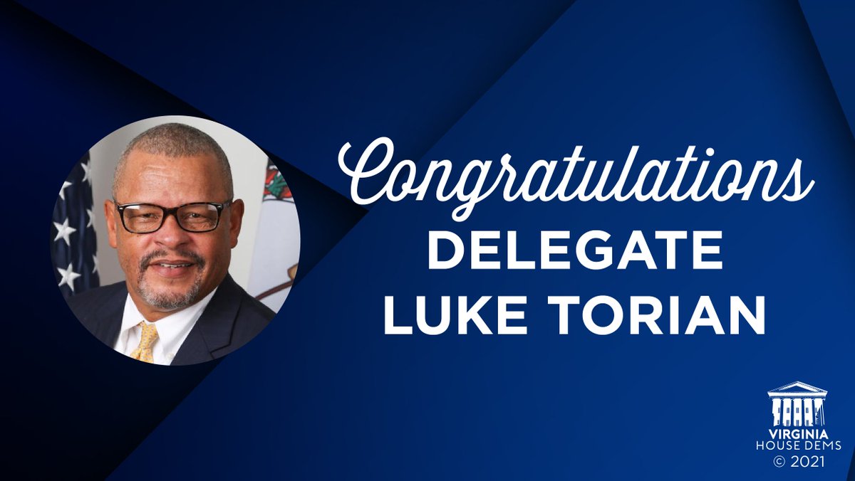💙Congratulations <a href="/DelegateTorian/">Luke Torian</a> — the first Black House Appropriations Chair — on winning re-election in HD 52! With over a decade serving in the House, he’s proven that his values &amp; leadership are what Virginians need.