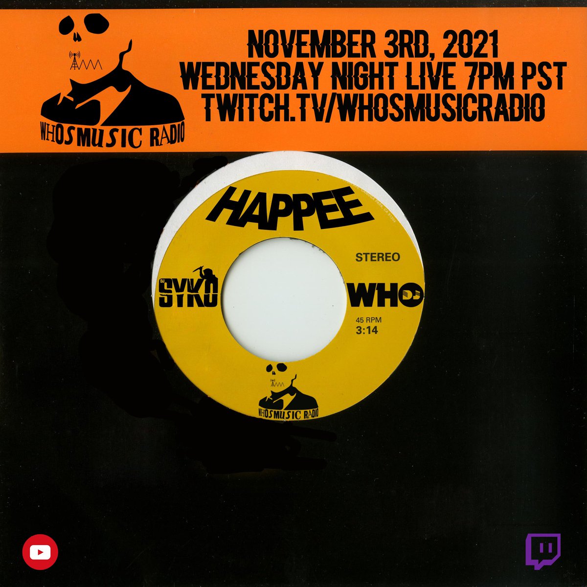 WHOSMUSICLLC's tweet photo. 📣 Wednesday Night! (Live) 7pm pst 📻💀 w/ Special Guest DJ @DJHAPPEE. Hosted by🎙 @DJWho1 &amp; @DJSyko. Tune in + Follow 📺 https://t.co/w4o96jUP6v
Keeping it Underground Hip Hop.
#whosmusic #twitch #hiphop #sdhiphop #youtube https://t.co/GKBeq1ZRA0