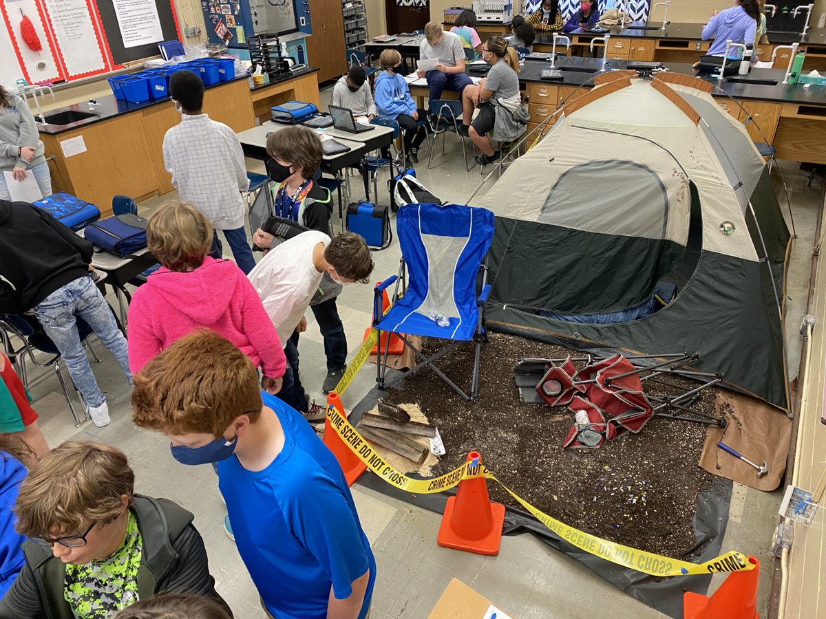 STEM students using their forensic knowledge to solve the case of the missing widower! #ramtastic <a href="/RCS_STEM/">Stephanie Finley</a> <a href="/TFAA_Rams/">Thurman Francis</a>