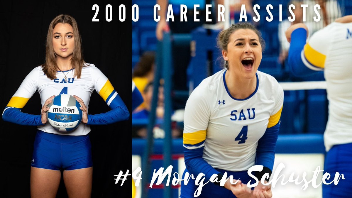 volleyball_sau's tweet photo. Congratulations to setter, Morgan Schuster, on passing the 2000 career assists point tonight! And she isn’t done yet! Morgan, we are so proud of you! 🤩 https://t.co/NwQpQioXIL