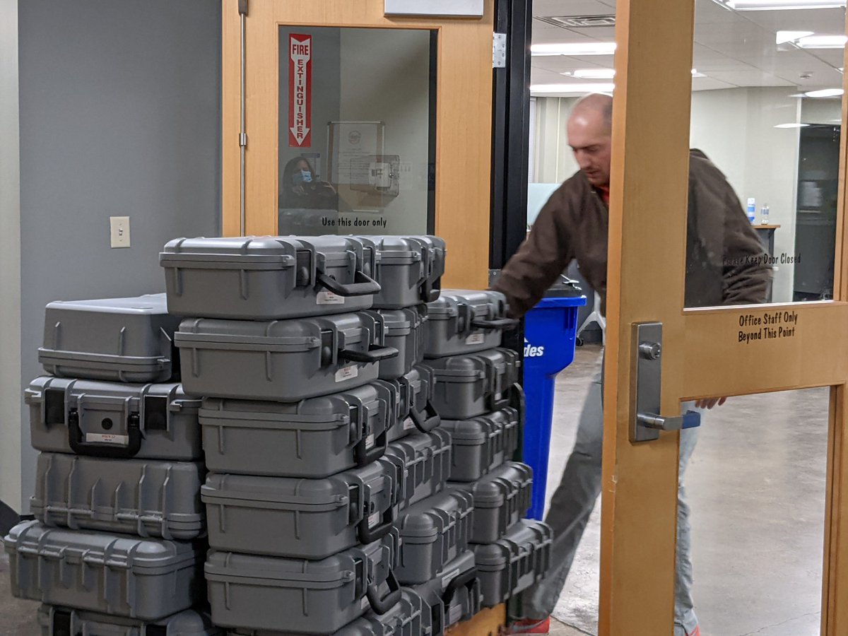 Erie County Board of Elections worker bringing in results from voting machines to be counted. #elections2021