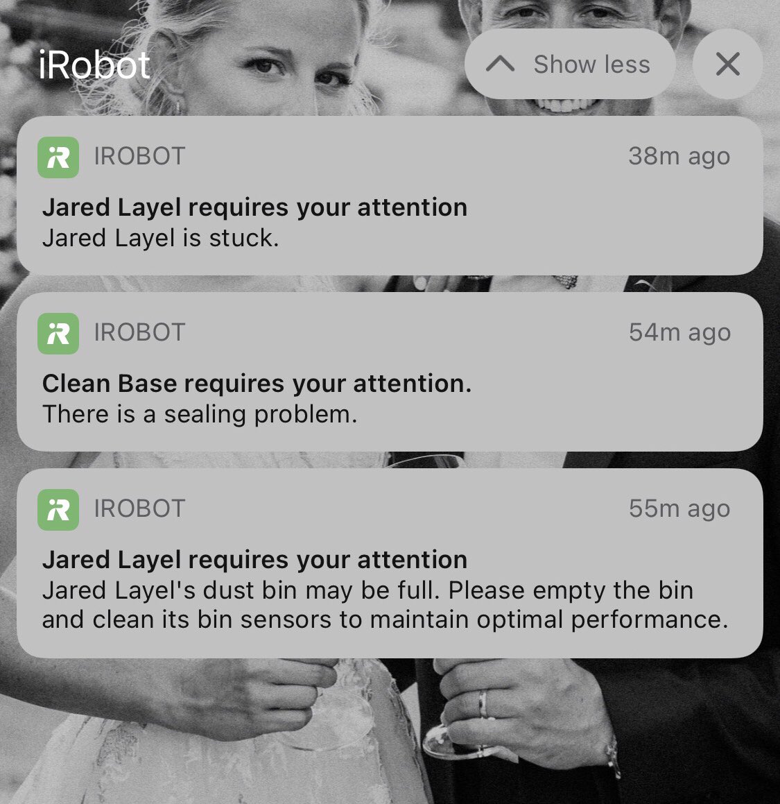 meganrwade's tweet photo. Naming our roomba “Jared Layel” might be one of the greatest things @CoachTJMitchell and I did (At @gus66johnson’s suggestion of course). https://t.co/q7Enc3VwKf