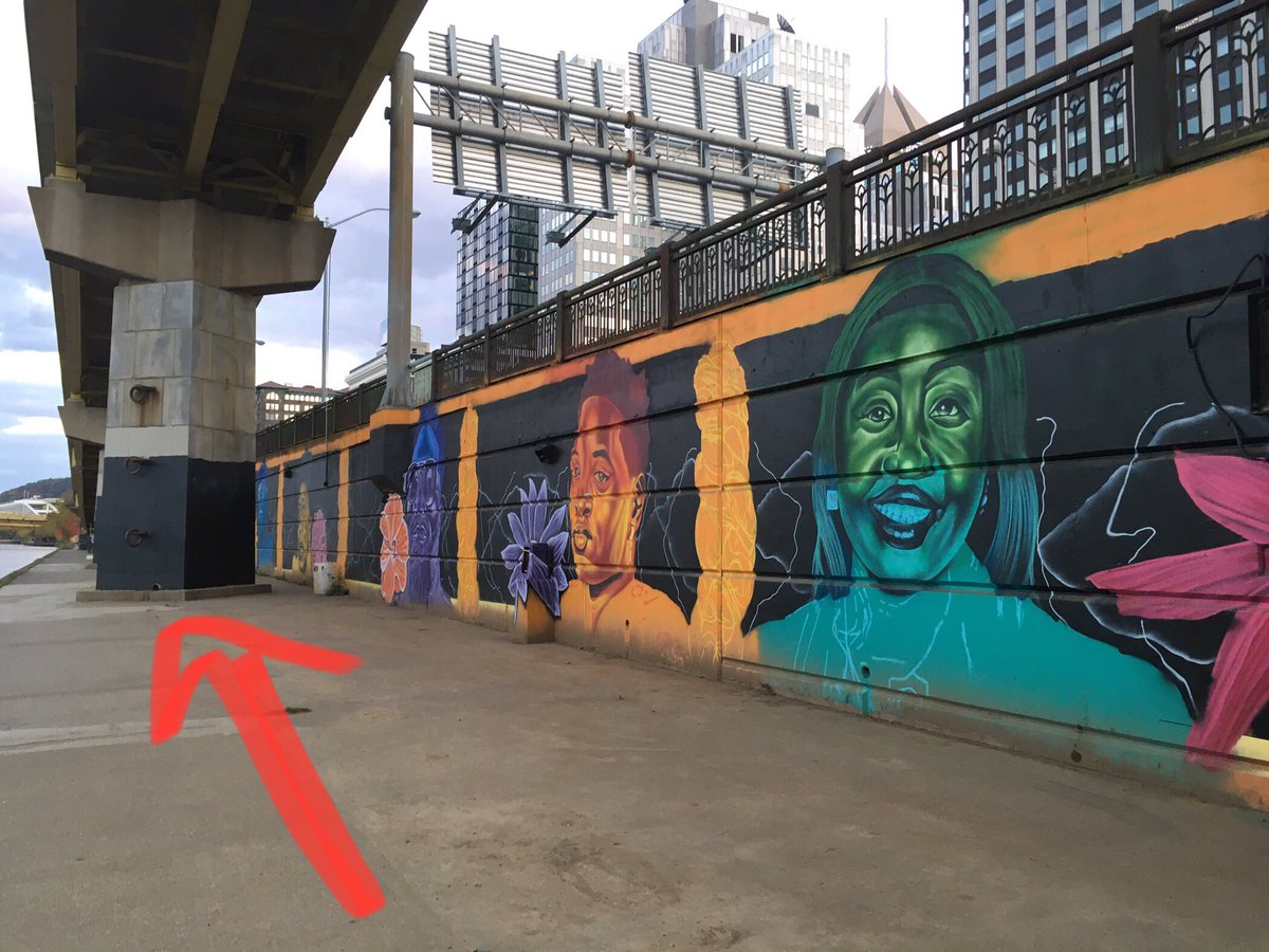 JeniferPossible's tweet photo. Help me understand/verify: Paintings of George Floyd and others killed by police are now all painted over black—downtown along Allegheny. A young man working there told me they kept getting defaced. Images of people killed are targets after death. Billie Porter, others remain ok. https://t.co/NGveew8HdL