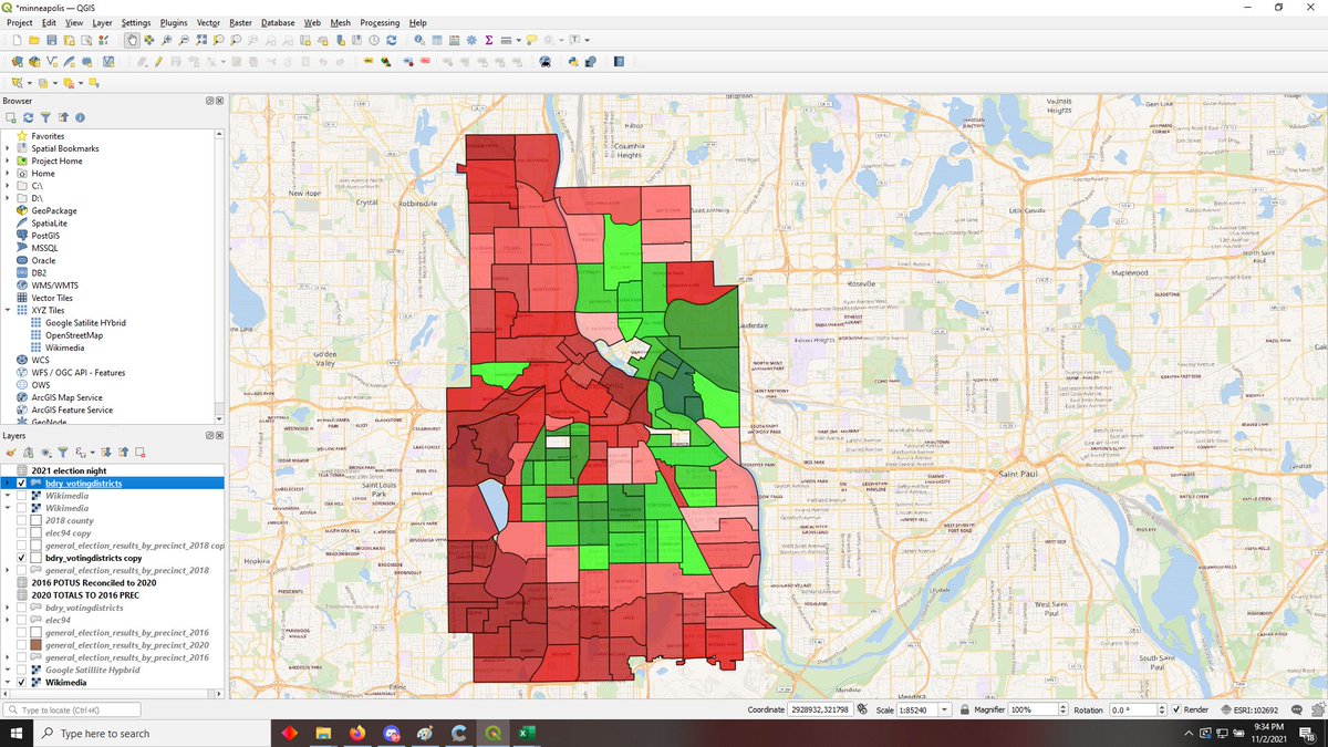 ActorAaronBooth's tweet photo. If you want a preview of the Minneapolis Q2 map: red is votes against the question. https://t.co/r6vTBqo2dt