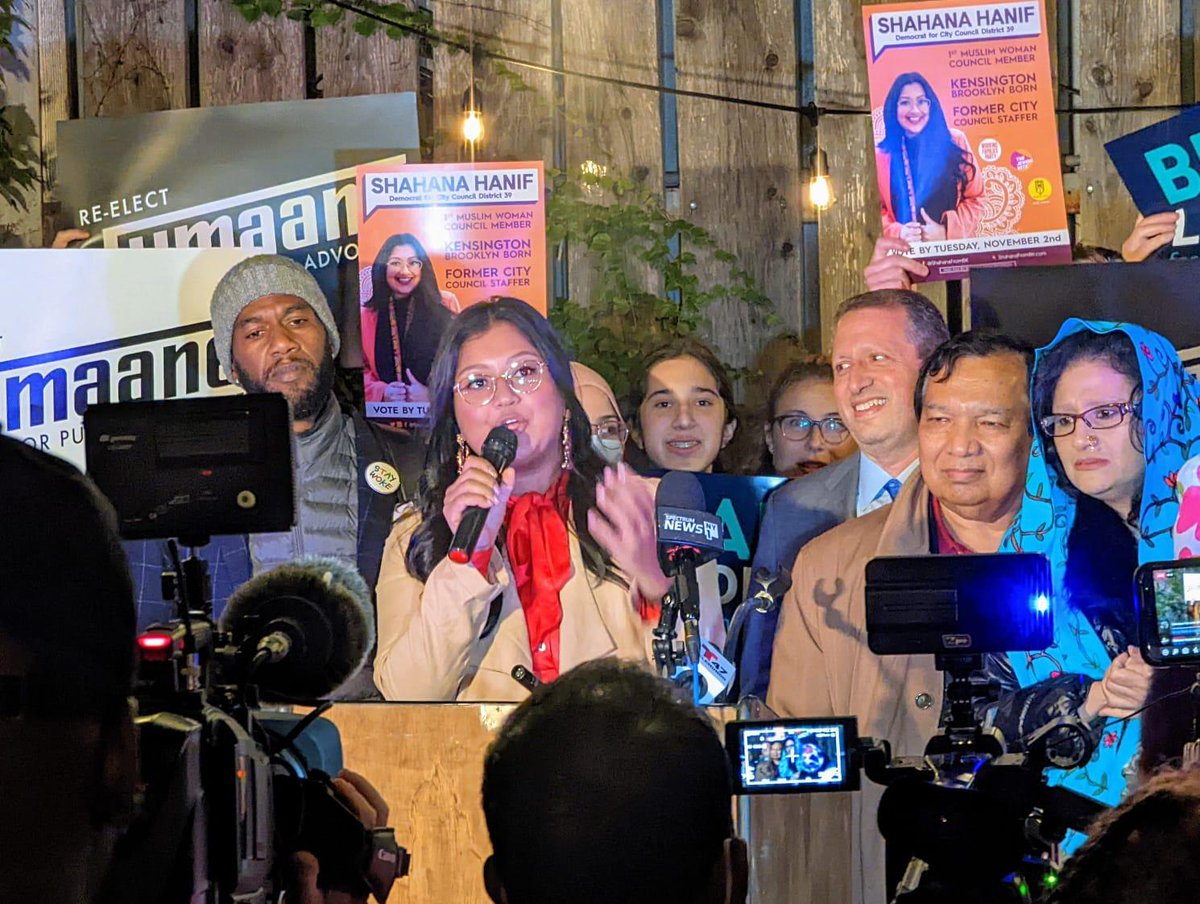 91% reporting w/ <a href="/ShahanaFromBK/">Shahana Hanif</a> at over 20K+ votes—surpassing any form of competition. Pretty excited to officially announce it: we have our first ever Bangladeshi-American Muslim feminist City Councilwoman in NYC! So happy ✨🇧🇩

There are no words, only joy. This is our history.