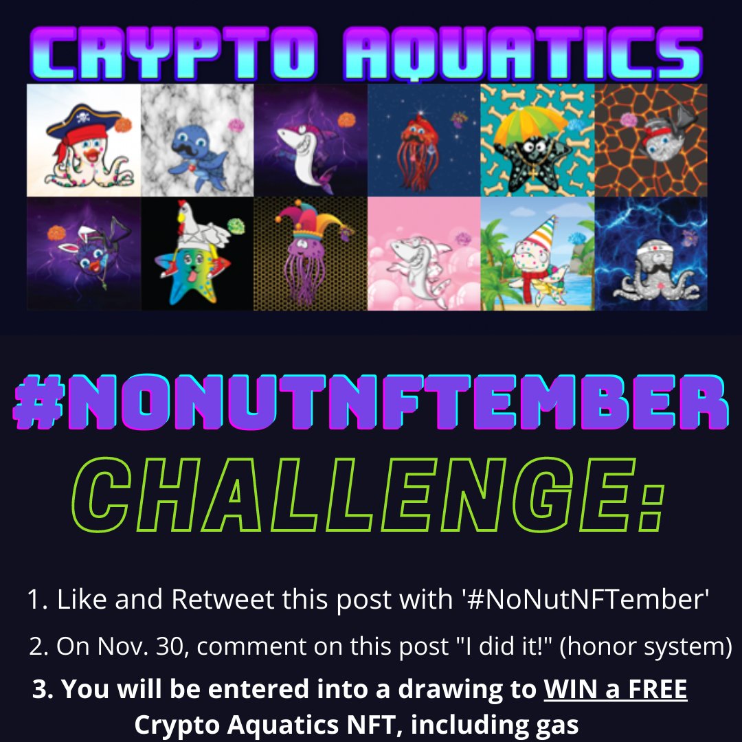 cryptoaquatics's tweet photo. See our #nonutnftember challenge here! https://t.co/dmsTq78GVY