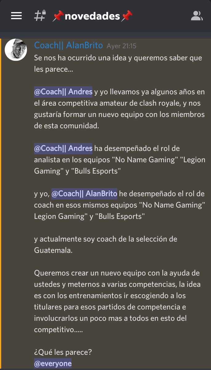 Alanbrito_0's tweet photo. OJOOOO!!!

Se viene nuevo proyecto con la pequeña comunidad de #Clashlovers ya somos 100 miembros dentro del servidor después de un mes de haber iniciado 💪

Gracias a todos por ser parte de ella!!!

@AndresCR_04 https://t.co/6CmUIJWrKK