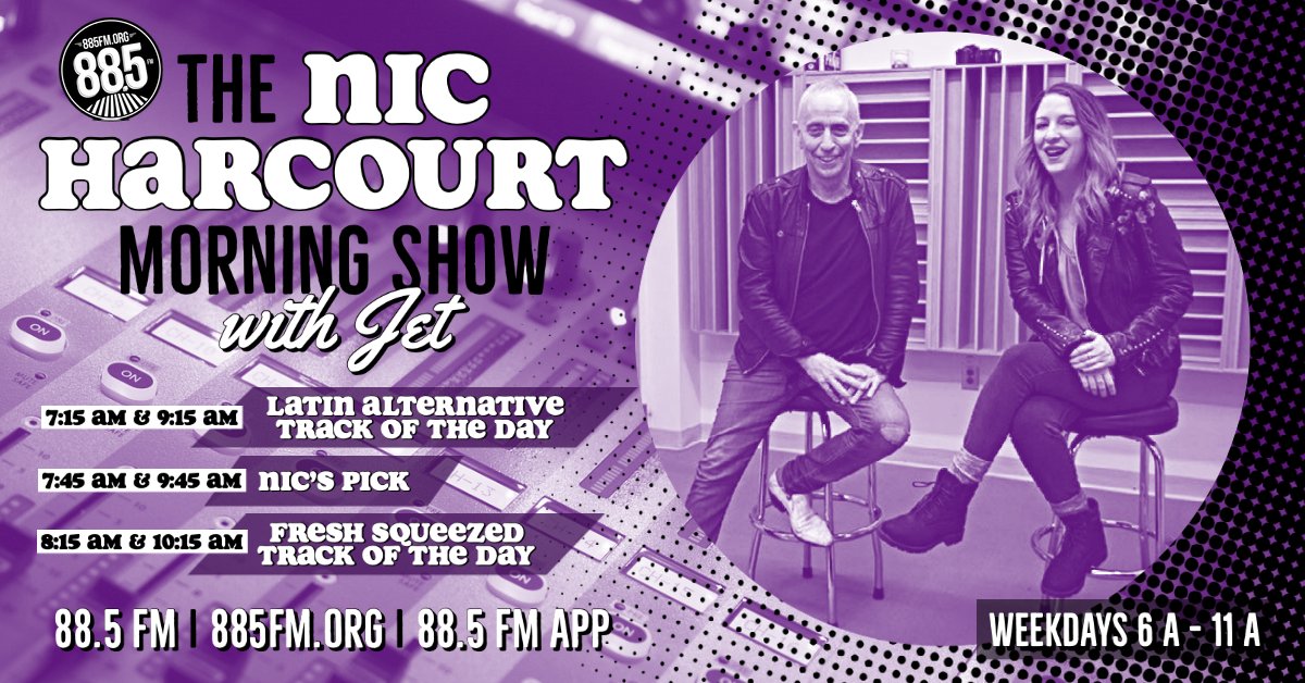 Today's @NicHarcourt Morning Show with @Jet_Ontheair: 
#FreshSqueezedTrackoftheDay - “Daydreams” by <a href="/JackSwingpgh/">Jack Swing</a>
#LatinAltTrackoftheDay - “El Rey De La Noche” by <a href="/PrismaticShapes/">Prismatic Shapes</a> 
#NicsPick - “Royal Empress” by <a href="/GregLaswell/">Greg Laswell</a>

📲: bit.ly/885GetTheApp 

Air Times👇