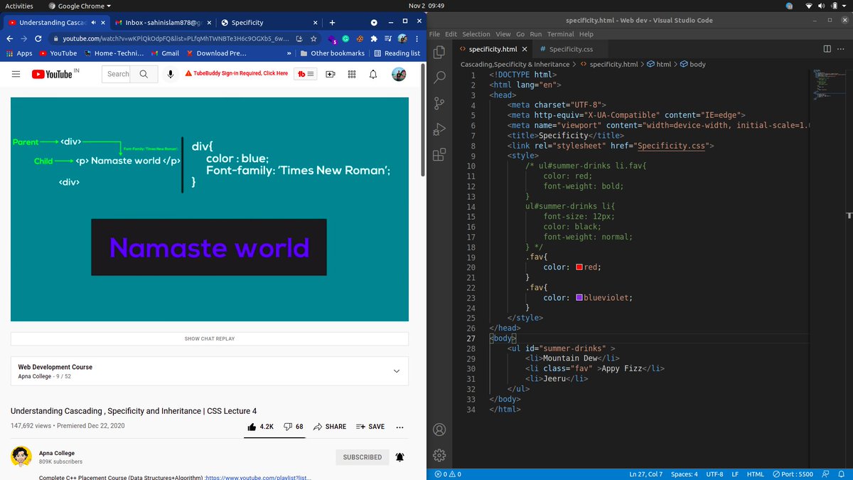i_am_sahinislam's tweet photo. Nov 2
#100daysofcodechallenge
It's My #Day7
Today I have Learned About Cascading, Specificity, and Inheritance in CSS
#100daysofcodechallenge #100DaysOfCode #Java #webdev #HTML5 #cssworkshop #programminglanguage #css #css2021 https://t.co/CQYsE1mmWV