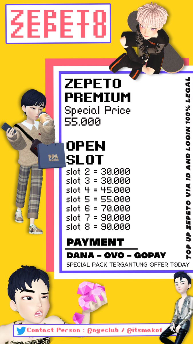 itsmakof's tweet photo. ZPT PREMIUM CUMA 55K, bisa top up dan opslot jg kuy dm aja https://t.co/QH2oXwbu0F