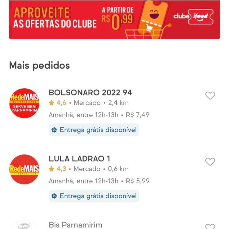 portoalegre24h's tweet photo. 🚨 URGENTE! iFood acaba de ser hackeado e diversos estabelecimentos estão com nomes alterados como: "Lula Ladrão", "Prefiro Uber Eats", "Vacina Mata" e diversos outros ao redor do Brasil! https://t.co/b3Xfpw4L3S