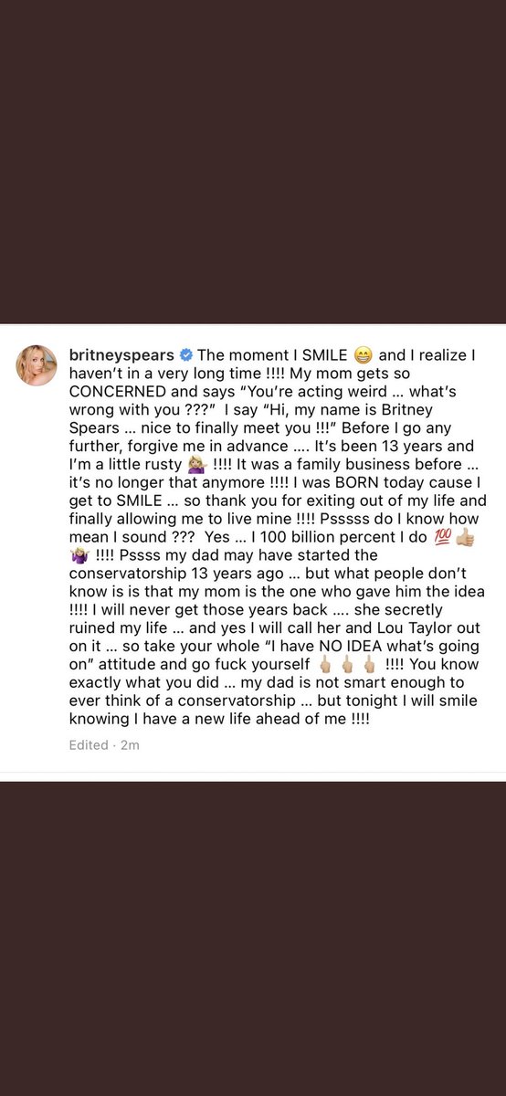 TalanTweets's tweet photo. Celebs like @KimKardashian @KrisJenner, etc. can’t play ignorant any longer. @britneyspears confirmed #LouTaylor stole 13 years of her life. @tristarteam talent needs to dump #TriStar or we’ll dump those celebs. Speak up! #FreeBritney #InvestigateLouTaylor #InvestigateTriStar https://t.co/vgy581CogE