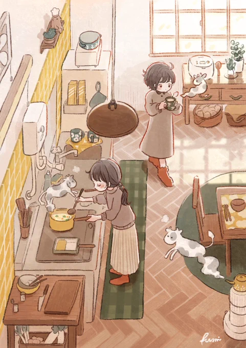 #キッチン・バスの日
キッチン描くの好きです〜〜🍽
なんて素敵な日! 