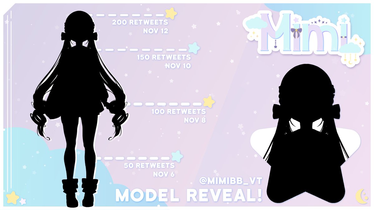 MimiBb_VT's tweet photo. ✨☁️【 ✧☾.·:·.*  MODEL REVEAL *.·:·.☽✧ 】☁️✨
50% Magic, 50% Boba, 100% Degen! It's finally time everyone~!

I'm so excited to start revealing my model! The full reveal will be on Nov 12! Stay tuned!

💙 200 RTs for Early Reveal!💙

#ENVTuber #VTuberUprising #mimibb https://t.co/Sat5if0MLE