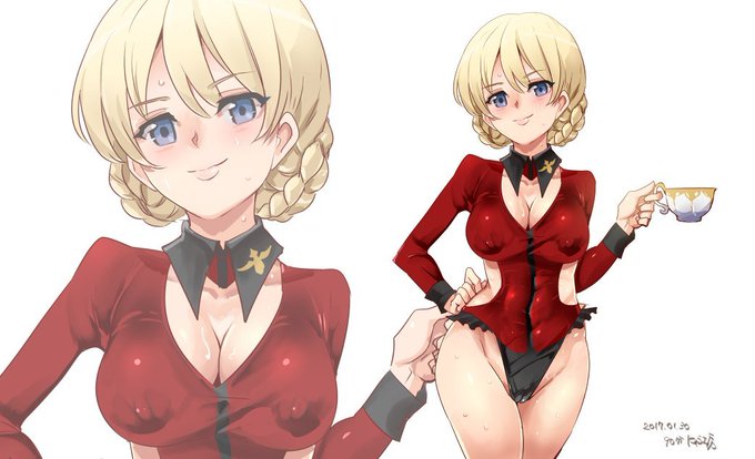 性に疎いガルパン㌠

何も分かってないふりをしてエッチな格好に身を包んでいるダージリンさん 