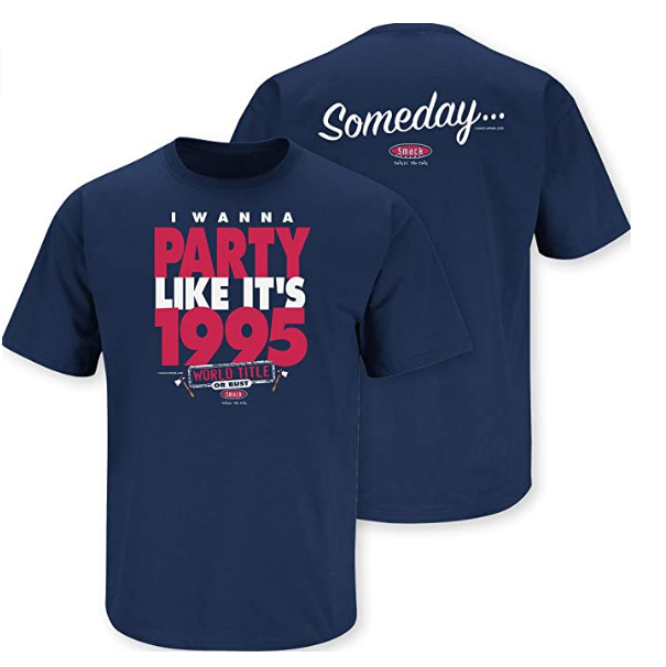 FatKidDeals's tweet photo. Houston, we have a problem. 

Celebrate the Atlanta Braves NOT blowing a lead for once with your own "I Wanna Party Like It's 1995" T-Shirt!

https://t.co/p4wjVMtxMZ

#WorldSeries https://t.co/jdq5TrTgft