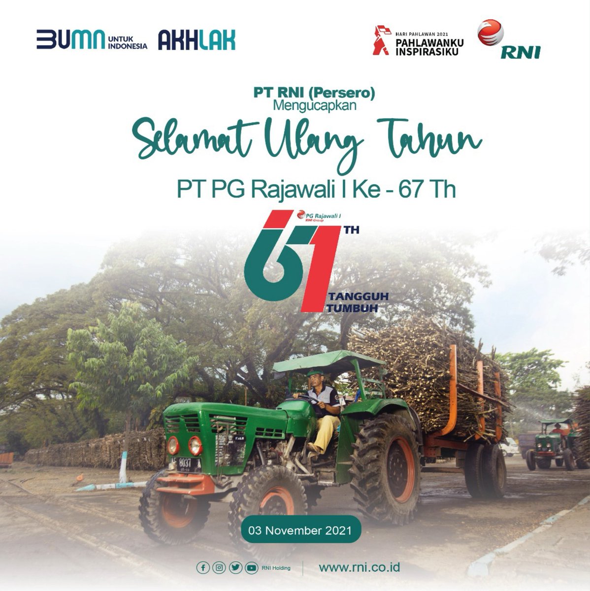 idfood_official's tweet photo. #UltahRNIGroup
Selamat Ulang Tahun yang ke-67 PT PG Rajawali I (RNI Group)
Semoga PT PG Rajawali I terus tumbuh dan berkembang menjadi perusahaan penghasil gula terbaik di Indonesia.
Maju terus RNI Group!
#HUTPTPGRajawaliI
#HUTRNIGroup
#BUMNUntukIndonesia
#RNIGroup https://t.co/ftSnMjUavn