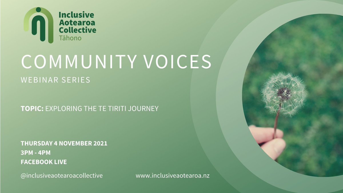 Our #CommunityVoices webinar last week was a rich &amp; inspiring kōrero thanks to our special guests: Bill Hamilton, Jen Margaret &amp; Mikesh Patel 🙏 We're going LIVE again tomorrow (Thurs 4 Nov, 3pm) this time chatting with people about their Te Tiriti learning journey  👇🙌