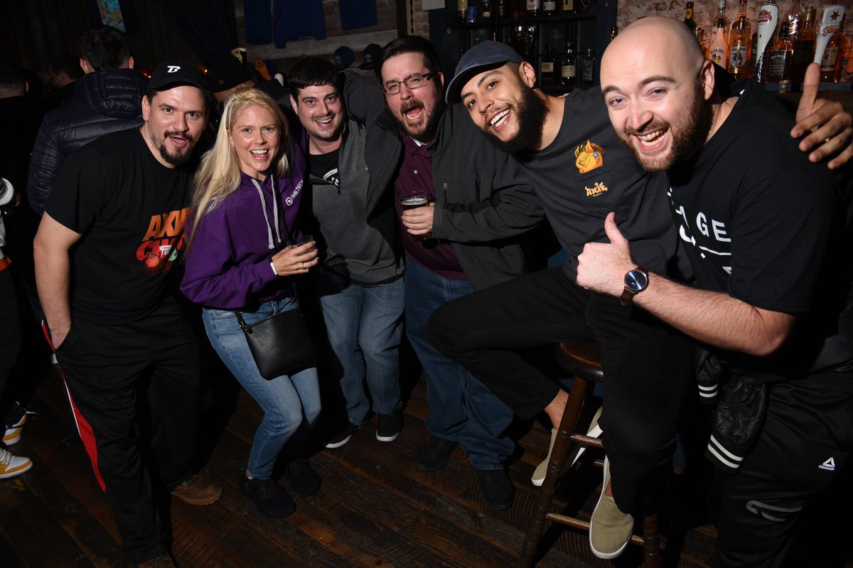 SteveEichner's tweet photo. The @axiechat party in NYC was a blast! See lots more photos here: https://t.co/xkfJCm3UbI @Jihoz_Axie @brycent @baronar_nft @ZyoriTV @amypeniston @axiesisters @AxieInfinity Love you guys! https://t.co/f417GDQjKB