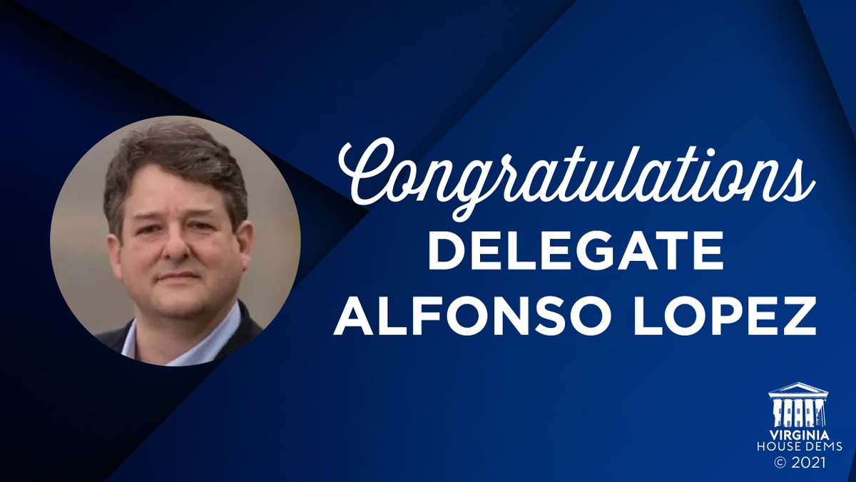 💙Congrats on winning your sixth term in office representing HD 49, Delegate <a href="/Lopez4VA/">Alfonso Lopez</a>! He has 30 years of federal &amp; Virginia legislative experience, all of which he’s used to better the lives of Virginians. We’re delighted to have him with us for another term.