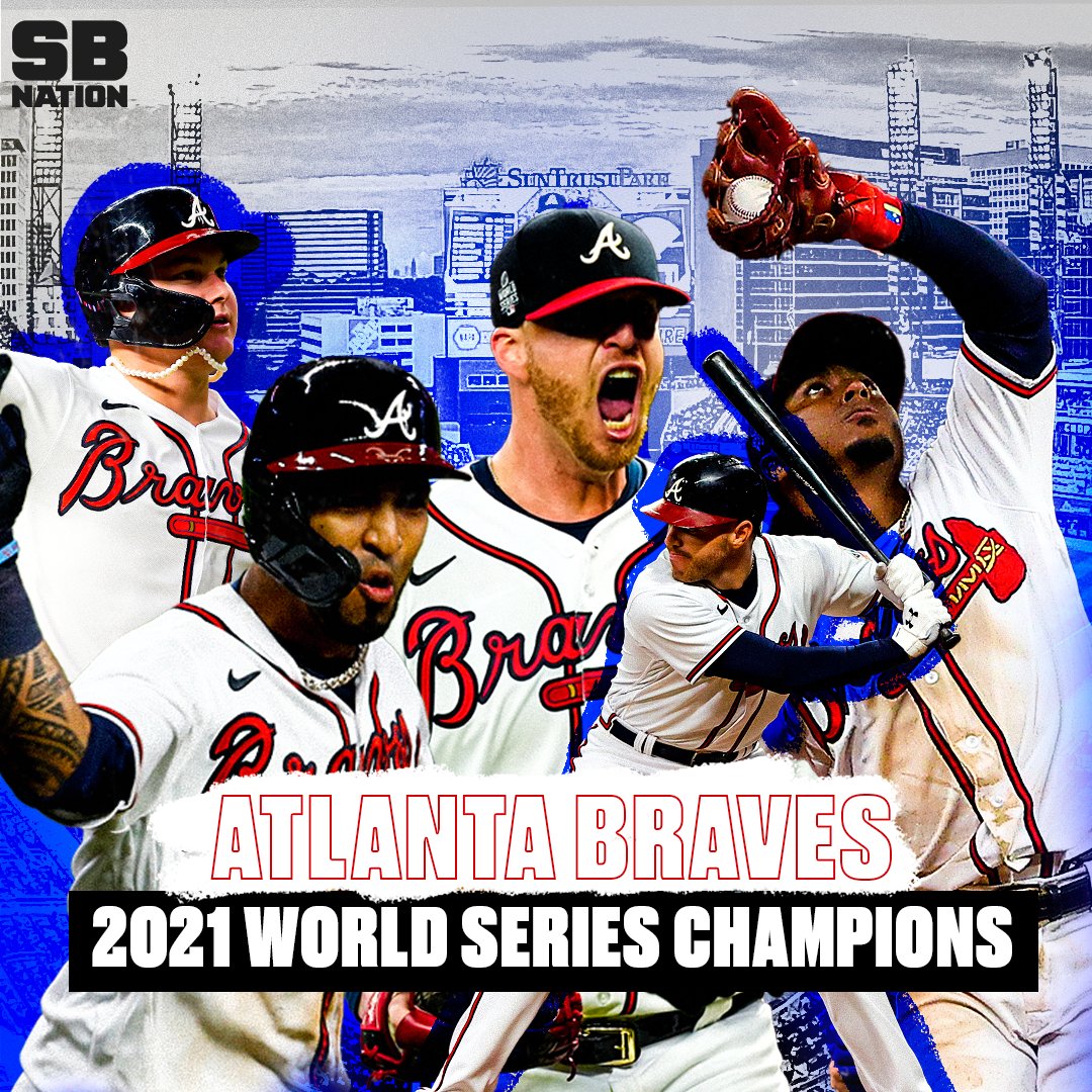 Atlanta lost Ronald Acuña &amp; Mike Soroka to injuries.

Not giving up, they traded for Joc &amp; Eddie Rosario.

By August 6, they were finally above .500. They won their division, then eliminated the Brewers, Dodgers, and Astros.

And now the Braves are WORLD SERIES CHAMPIONS