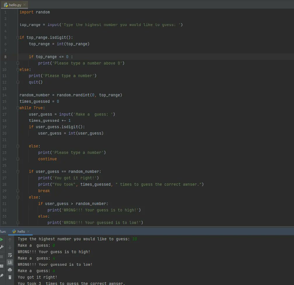 BryceBrandford's tweet image. Followed along with a video and wrote a number guessing game, was the first thing I wrote that my wife had tried! Was fun but had to copy most of it because I&apos;m a #codenoob