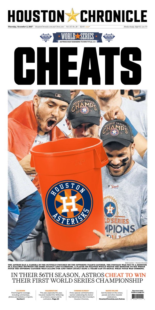 DodgersNation's tweet photo. Drop a 🗑️ emoji if you're happy to see the Trashstros lose their second consecutive World Series without cheating. https://t.co/yrWCH717bp