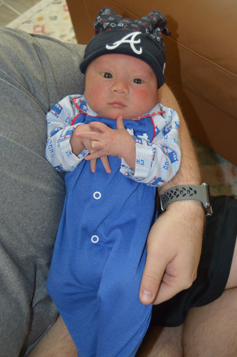 williep3314's tweet photo. This will continue. But ladies and gentlemen…meet Theo Jones Pappano (yes, Jones is for Chipper). Born on 10/4, before the Playoffs began. We birthed a freaking winner! Lil Homie hasn’t lost a baser series yet this year!!!! #bravesareWSchamps @Braves #chopon #undefeatedbaby https://t.co/ZRQjXFlE1O