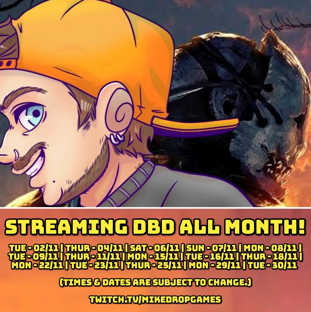 MikeDropGames's tweet photo. NOTHING BUT DBD ALL MONTH! 
https://t.co/TZVwVRXdd0

#deadbydaylight #dbd #gamer #twitch #ghostface #horror #twitchstreamer #streamer #videogames https://t.co/pP7iEfzNRT