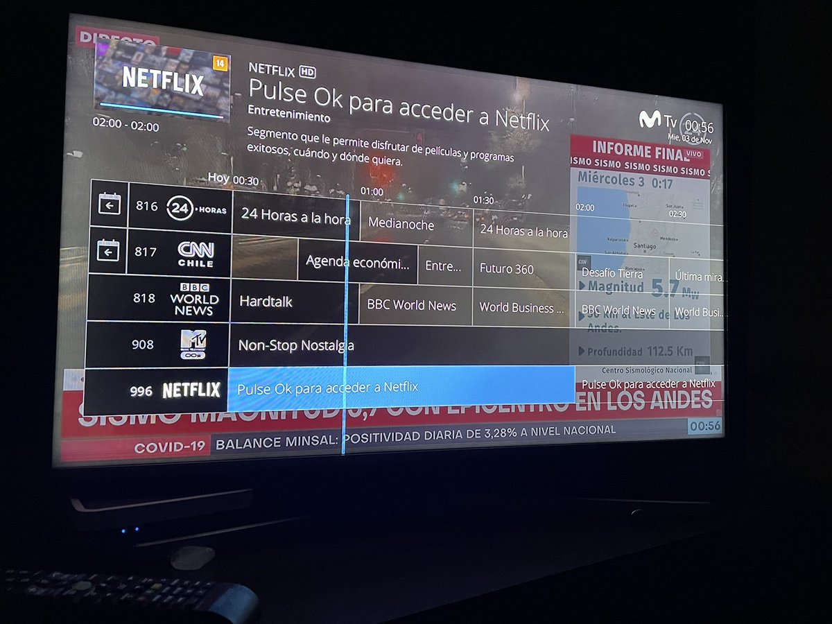 Tati_Tronic's tweet photo. Y mis canales @AyudaMovistarCL???
Un sismo de supuestamente 5,7 se los llevó? https://t.co/AUvOV3HLiV