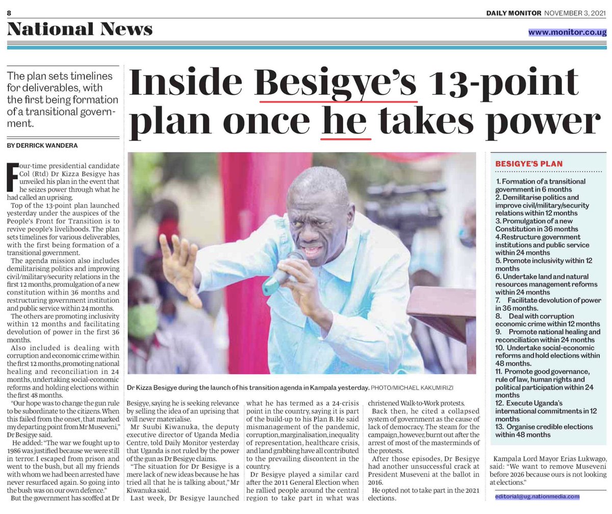 DuncanAbigaba's tweet photo. Doctor @kizzabesigye1 who moved the motion extending the NRM Government rule in 1989 claims he'll form a transitional Government in only 6 months. Issa a big lie! https://t.co/kuk1LMzQGo