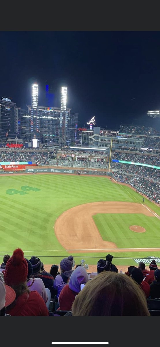 angi_rae's tweet photo. This is from game 4, and we weren’t at the game tonight, but @Thibs34 and I still cried when the #AtlantaBraves won the #WorldSeries baby!!!! Two #lifelongfans from #alaska went to #atl for 36hrs to watch a game. And we fucking won. https://t.co/TC721F87gA