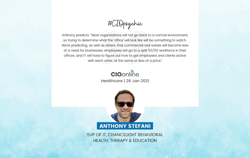 CIOsynergy's tweet photo. Nothing is going to be the same after 2021. And we want to help #IT executives be ready for that

That's why #CIOonline &amp; CXOsync work to bring together executives like Anthony Stefeani, to meet other #industry #leaders

It's only together that we can prepare for what comes next. https://t.co/pvx0OeNzdG