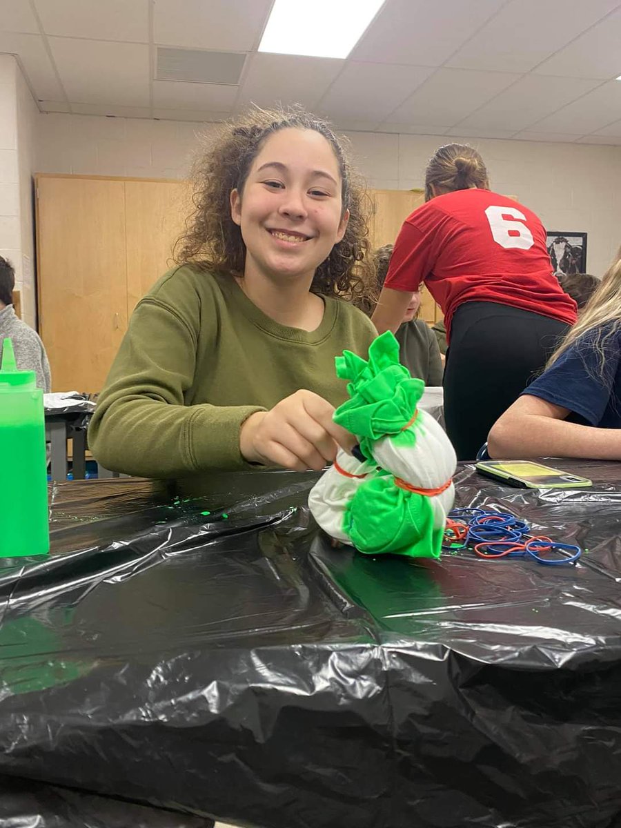 Morgan_FFA's tweet photo. It is an exciting week for or AFNR (Ag 1) students. Tie dying t-shirts for our greenhands yesterday. And today, 32 students are getting their very own FFA jacket. To celebrate the big day we are watching David Lopez’s retiring address from this years convention. https://t.co/p9D84pIPTK