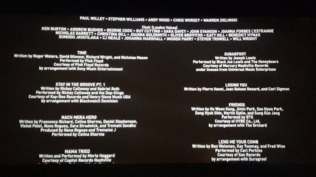 iamQueenCL's tweet photo. ‘Friends’ was played for almost a minute and 30 secs in the movie 🥺 im so proud oh my god
#FriendsEternalsOST
#이터널스에_친구가_오에스티로
Marvel the #Eternals ending credits.. ♡
OUTSTANDING PRODUCER JIMIN
CONGRATULATIONS JIMIN & TAEHYUNG @BTS_twt 🥂!! https://t.co/0kysTZNmaI