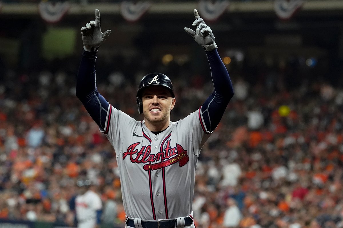 I'm looking around and I'm seeing 2021 World Series Champion Atlanta Braves and I can't believe it. -Freddie Freeman