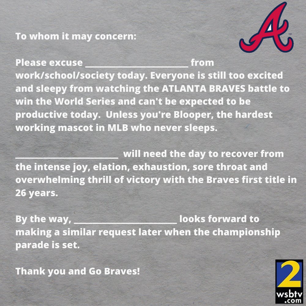 wsbtv's tweet photo. You're excused #BattleATL #BattleWon #ForTheA #ChopOn 

LATEST >> https://t.co/RmCvDgomLX https://t.co/n6CwURyzEl