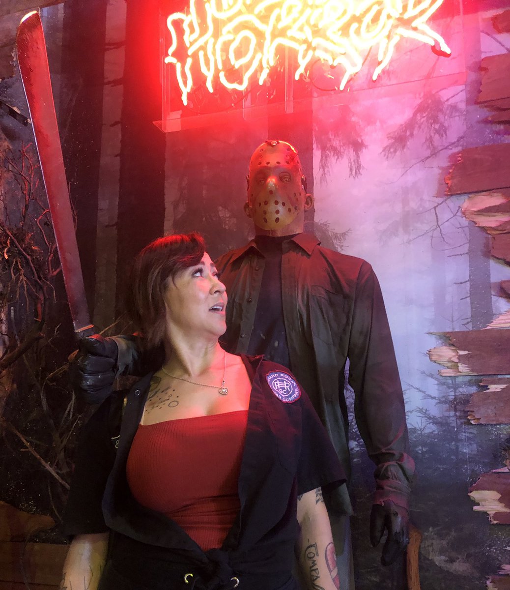 tracymorse2010's tweet photo. Hanging out with @JasonLVoorhees at the Mystic Museum Camp Blood. https://t.co/OcYndNMTNU