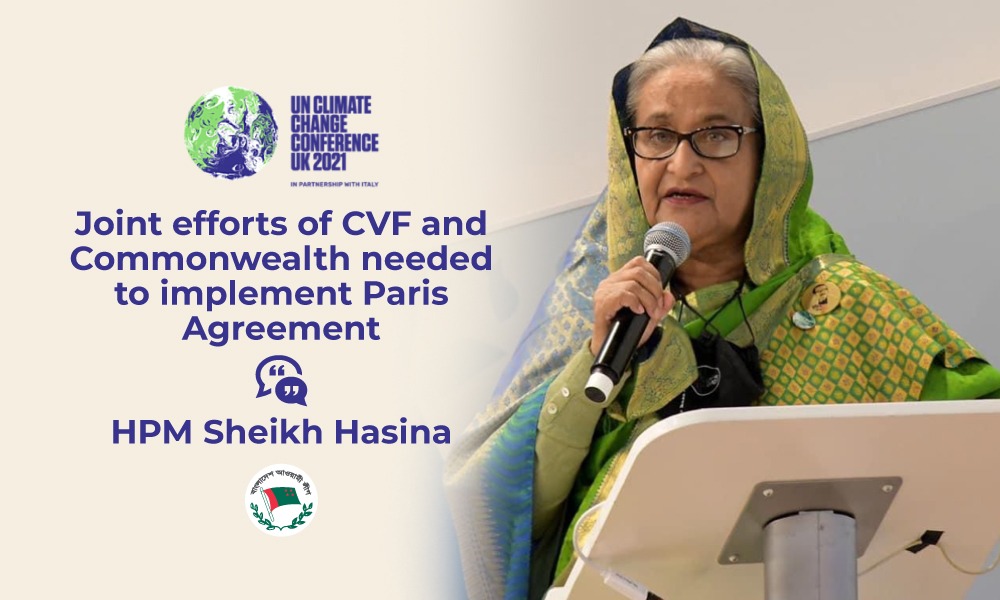 BDMOFA's tweet photo. PM #SheikhHasina is for effective collaboration betn @TheCVF &amp; @commonwealthsec
 for implementing #ParisAgreement. She said Bangladesh scrapped 10 coal-based power plant projects involving $12 billion foreign investment and is set for 40% of energy from renewable sources by 2041. https://t.co/jmCdLeP40Q