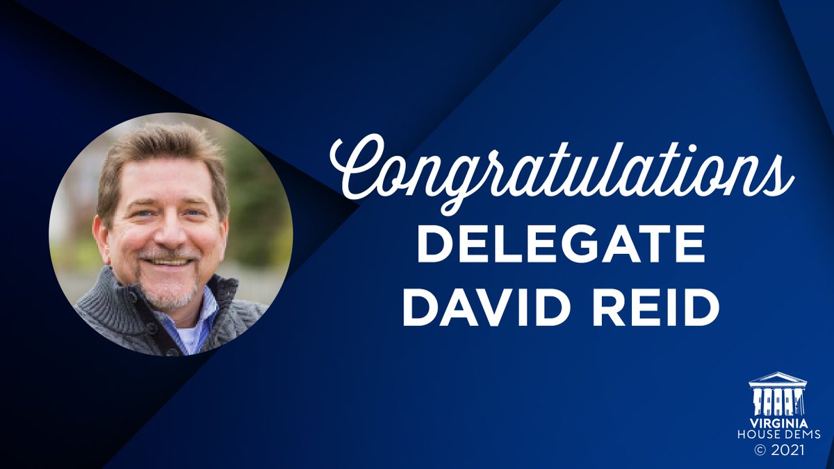 💙Delegate <a href="/DavidReidVA/">Del. David Reid</a> emerged victorious in his re-election bid for HD-32! As a small business owner, Navy veteran, &amp; the first person in his family to get a college degree, David brings invaluable perspective to the House of Delegates. We're so happy to have you on our team.