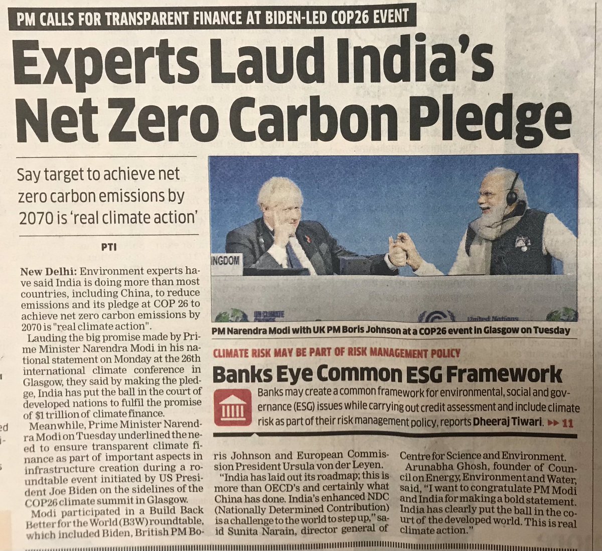 Shivashankarpr's tweet photo. “It’s not climate change that needs to be tackled. It is the political power of the fossil fuel industry.” @RDNS_TAI Some newspapers are hesitant to publish #COP26 news in front page, they loud more on fuel hike. Pity 4 u
#ModiAtCOP26 #ClimateEmergency #fossilfreerevolution https://t.co/KV0bY2WgLk