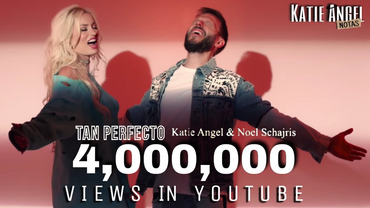 KatieAngelNotas's tweet photo. #KatieAngelNotas 
El vídeo clip🎦de #TanPerfecto Ft. entre #KatieAngel  y #NoelSchajris a superado las✨4 millones✨de views en la plataforma de YouTube❤️@IamKatieAngel @NoelSchajris
  
 👉https://t.co/scanj5EjCG
 
#OsoWorld #PreciosurasPower #Preciosuras #KatieAngelTV https://t.co/LDcDed4wsA