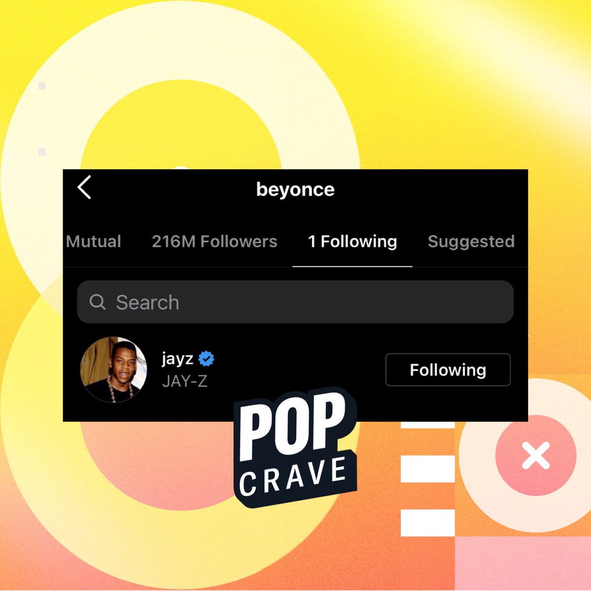 PopCrave's tweet image. Jay-Z becomes the first person to be followed by Beyoncé on Instagram.