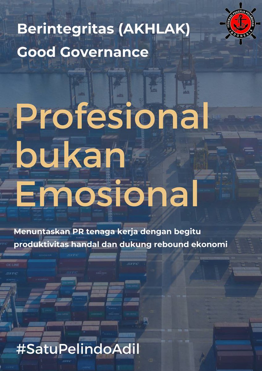 fabio_firmanic's tweet photo. Kami siap reuni dengan manajemen @jict yang "membuang" kami pada 2018 silam karena kami siap menjadi bagian dari @indonesiaport yang merupakan bagian dari @KemenBUMN yang dinakhodai oleh pak @erickthohir lewat program @SatuPelindoAdil
Salam #SatuPelindoAdil https://t.co/yC9JqMzUvD