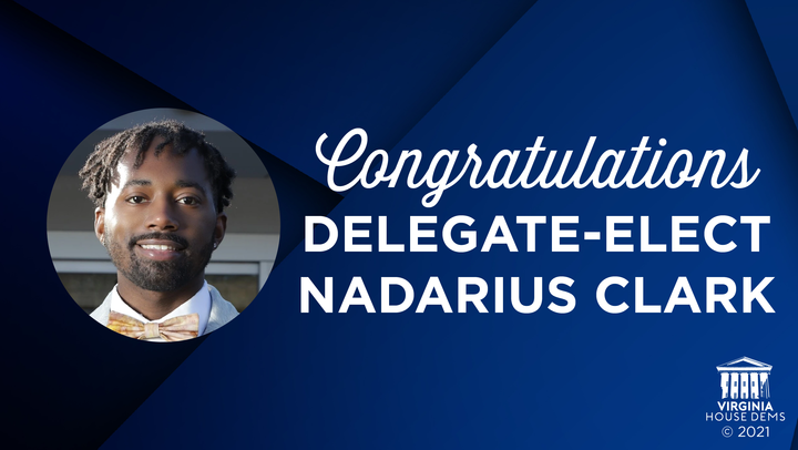 Congratulations to <a href="/NadariusClarkVA/">Delegate Nadarius Clark</a> on his victory in HD-79 tonight! At just 26 years old, this community activist from Hampton Roads is ready to roll up his sleeves to fight for a better future for ALL Virginians. We look forward to working with you, Nadarius!
