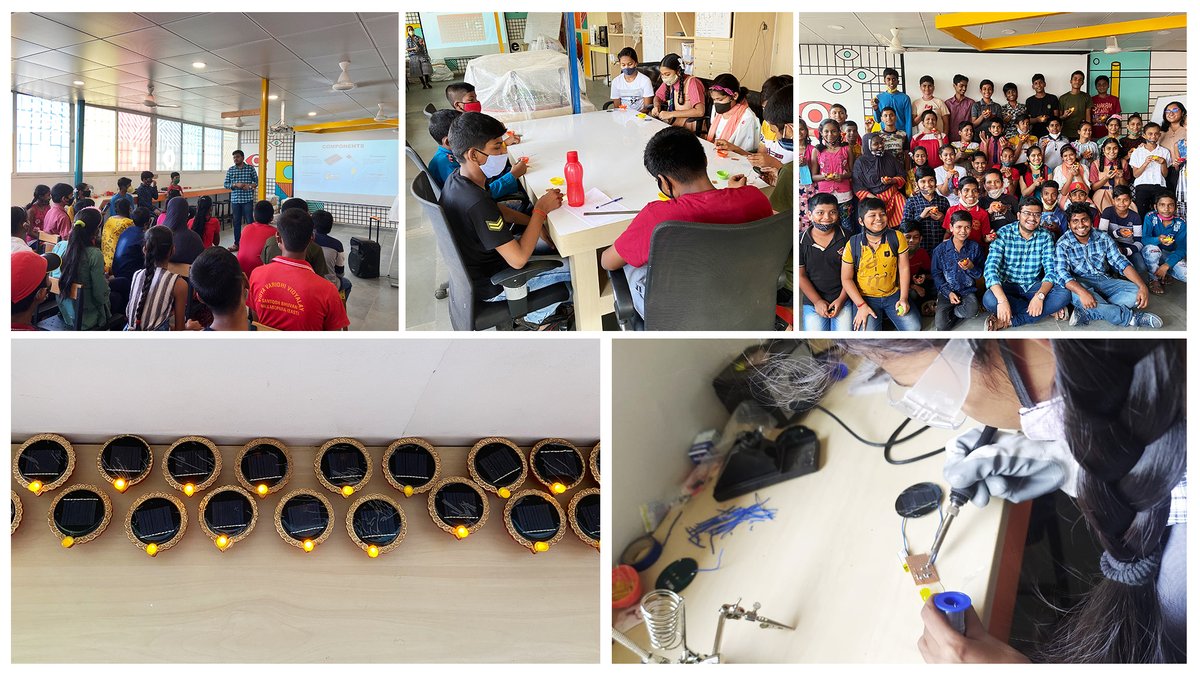 LLF_IN's tweet photo. At our #CommunityMakerSpace in #Nallasopara, Maharashtra, students from Vidya Varidhi School created #solar ‘#diyas’ (lamps) for a ‘#green’ #Diwali. The Community Maker Space program provides a platform for students to #innovate, #explore and grow into #problemsolvers. https://t.co/Aa5lXODyK4