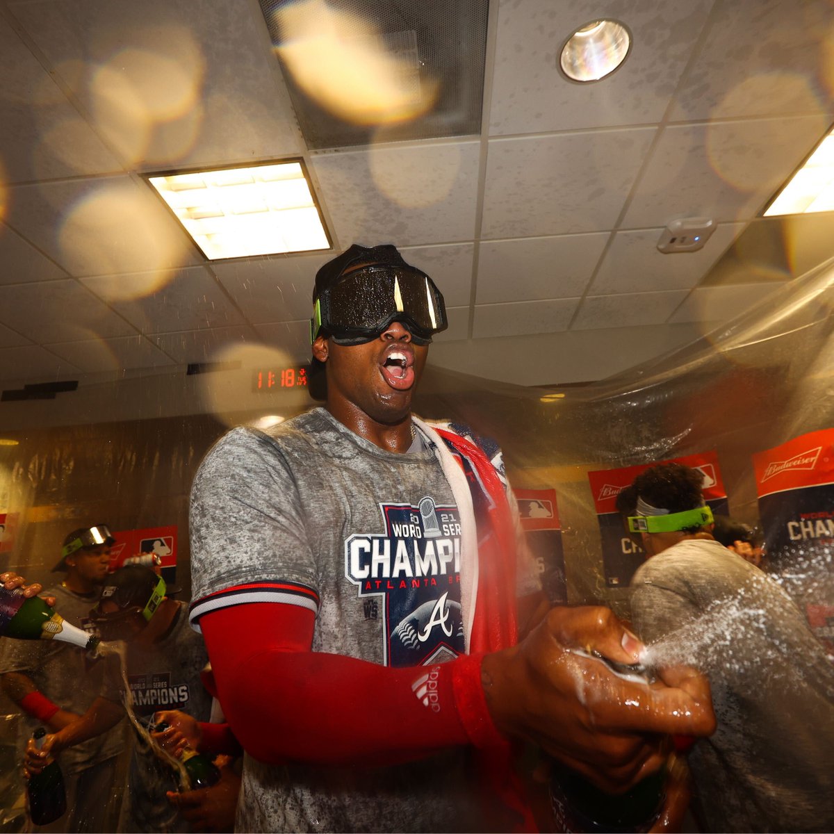 MLB's tweet image. Party time #ForTheA! #CHAMPS