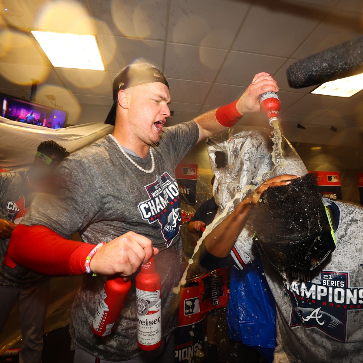 MLB's tweet image. Party time #ForTheA! #CHAMPS
