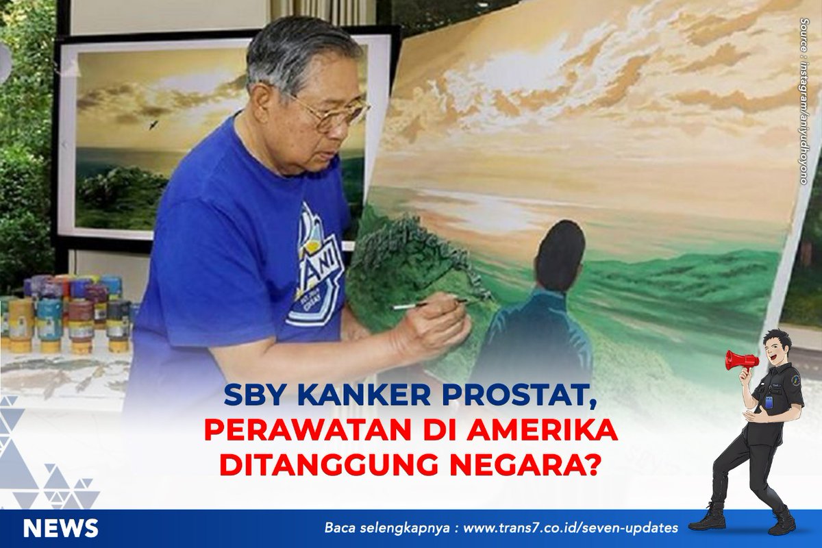 trans7club's tweet photo. Presiden RI ke-6 Susilo Bambang Yudhoyono mengidap penyakit kanker prostat stadium awal. SBY akan dirawat selama 1.5 bulan di Mayo Clinic Amerika Serikat.
Baca selengkapnya dengan klik https://t.co/0FsCZUPMOT
#trans7update #sobat7jaditau #SusiloBambangYudhoyono #kankerprostat https://t.co/hhW9mw3XBH